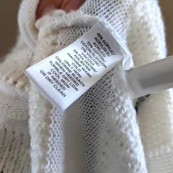 Lou & Grey Striped Sweater Size M, Navy Cream - Picture 5 of 9